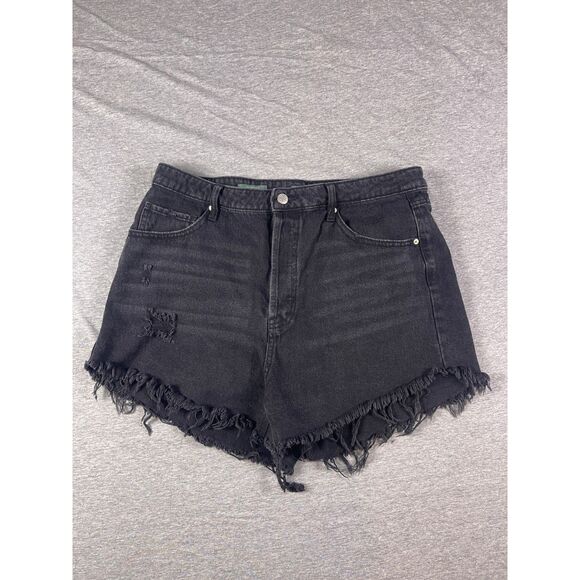 Wild Fable Women's Black Distressed Denim Highest Rise Jean Shorts Size 14 Large - Picture 1 of 7